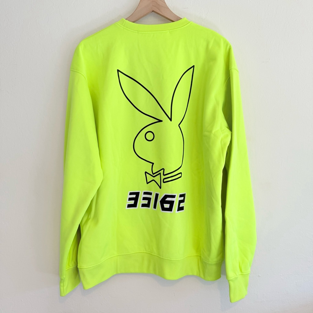 Playboy x Missguided Women's Neon Yellow Oversized Baggy Sweatshirt Size Small - Picture 2 of 7